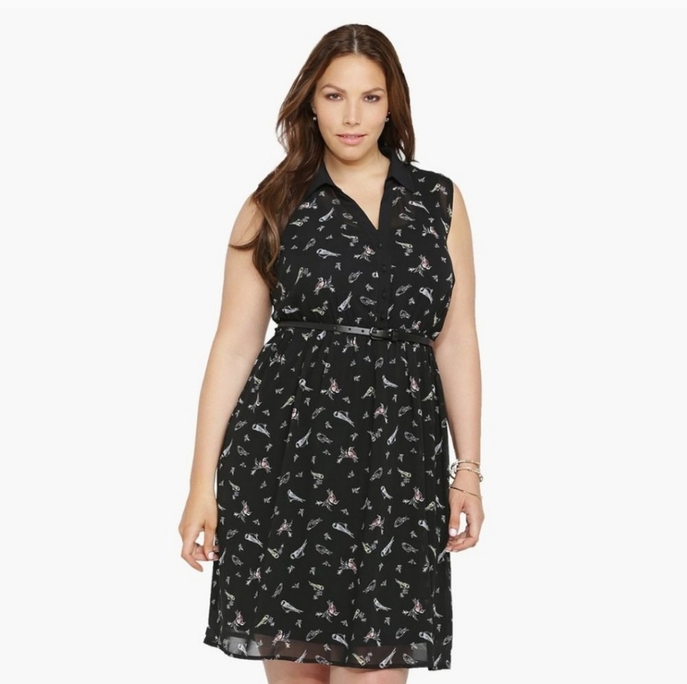 Torrid bird print shirt dress sz 3